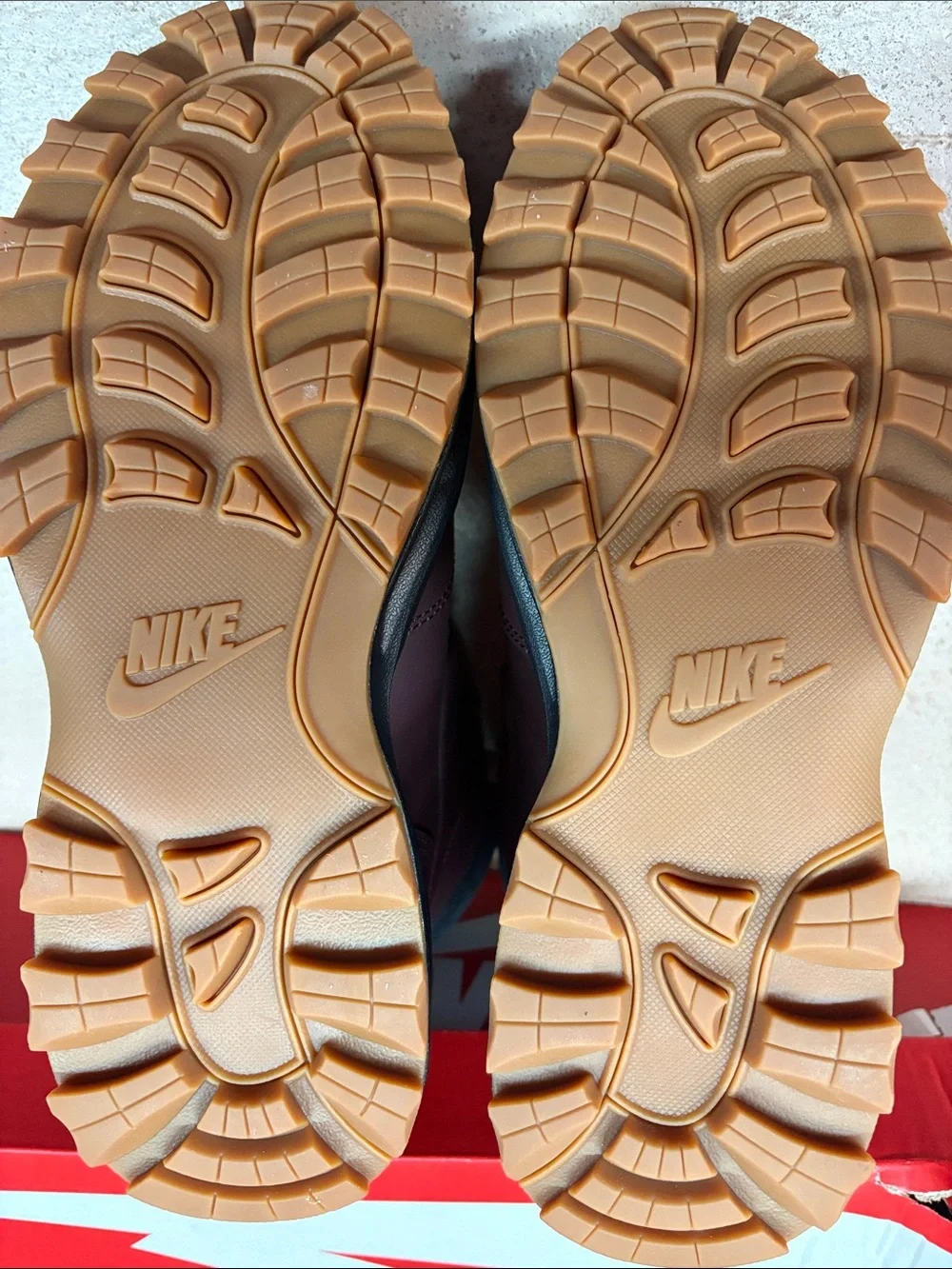 Nike Burgundy Manoa and Gum Sole Trail Mid Boots